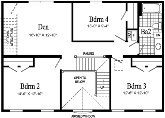 Lexington Model HS105-A Second Floor - Floor Plan