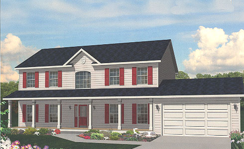 Artist's Rendering of The Portland Two Story Modular Home (Pennwest Homes Model: HS104-A)