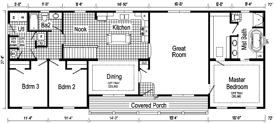 Carthage Model HR112-A Ranch Home - Floor Plan