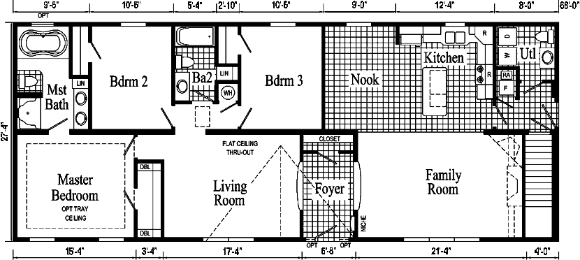 Jamestown Ranch Style Modular Home - Pennwest Homes Model #: HR104-A