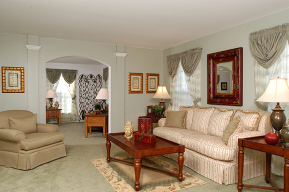 Patriot Home Sales - Model: HR108-A Sample Home Pennwest Oakland Sample Home # 1 Ranch Style Modular Home - Living Room Photo Patriot Home Sales - Model: HR108-A Sample Home Pennwest Oakland Sample Home # 1 Ranch Style Modular Home - Living Room Photo