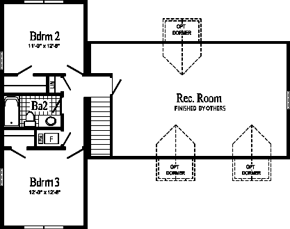 Ridgefield HK101-A Partially Finished/PartiallyUnfinished Second Floor Floor Plan - Click To Enlarge Floor Plan