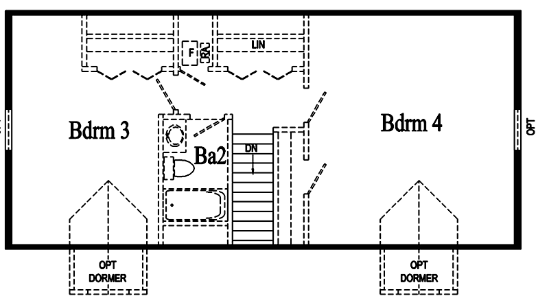 Wilmington HP104-A Unfinished Second Floor Floor Plan - Click To Enlarge Floor Plan