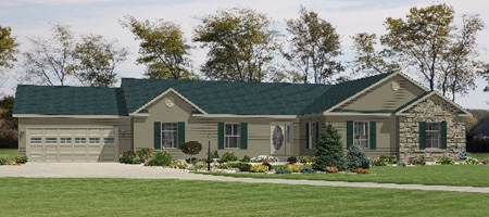 Artist's Rendering of The Extended Family Modular Home (Pennwest Homes Model: HR150-AG)