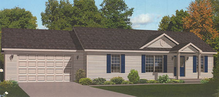 Artist's Rendering of The Edgewood Ranch Modular Home (Pennwest Homes Model: HV103-A)