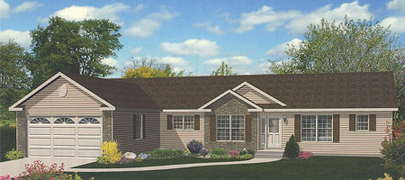 Artist's Rendering of The Fairhaven Ranch Modular Home (Pennwest Homes Model: HV104-A)