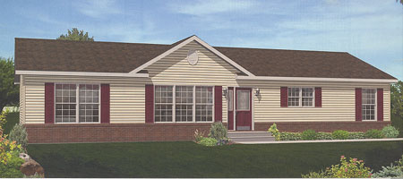 Artist's Rendering of The Hanover Ranch Modular Home (Pennwest Homes Model: HR107-A)